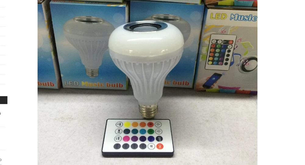 E27 Speaker Light Bulb, Wireless 16-Color RGB Bluetooth Bulb with Remote Control