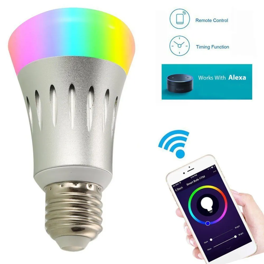 WiFi LED Light Bulbs, Remote Control Smart Lamp, Multicolor Light