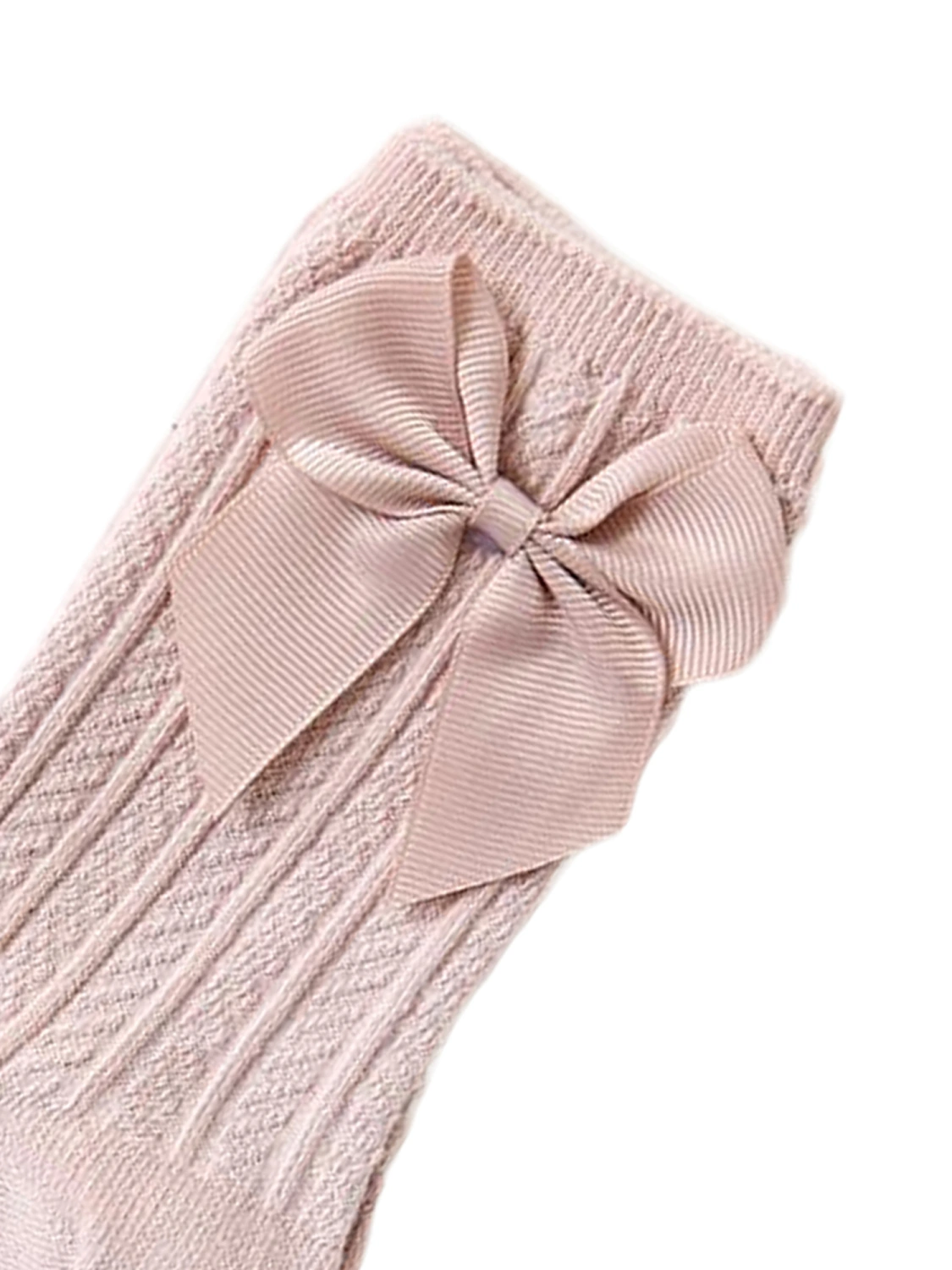 Girl’s Fashion Solid Color Bowknot Twisted Calf Length Socks 0-5 Years
