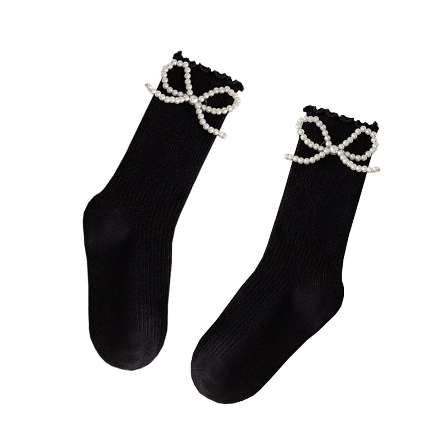 Kids Girl’s Long Socks, Sweet Bowknot/Tulle Pearl Soft Elastic Socks