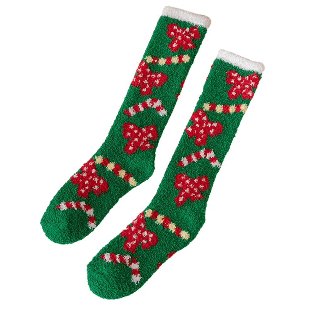 Christmas Women Knee High Socks Fleece Casual Tube Socks Stockings