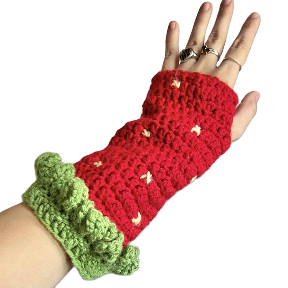 Knitted Fingerless Gloves, Winter Warm Women Thumbhole Gloves