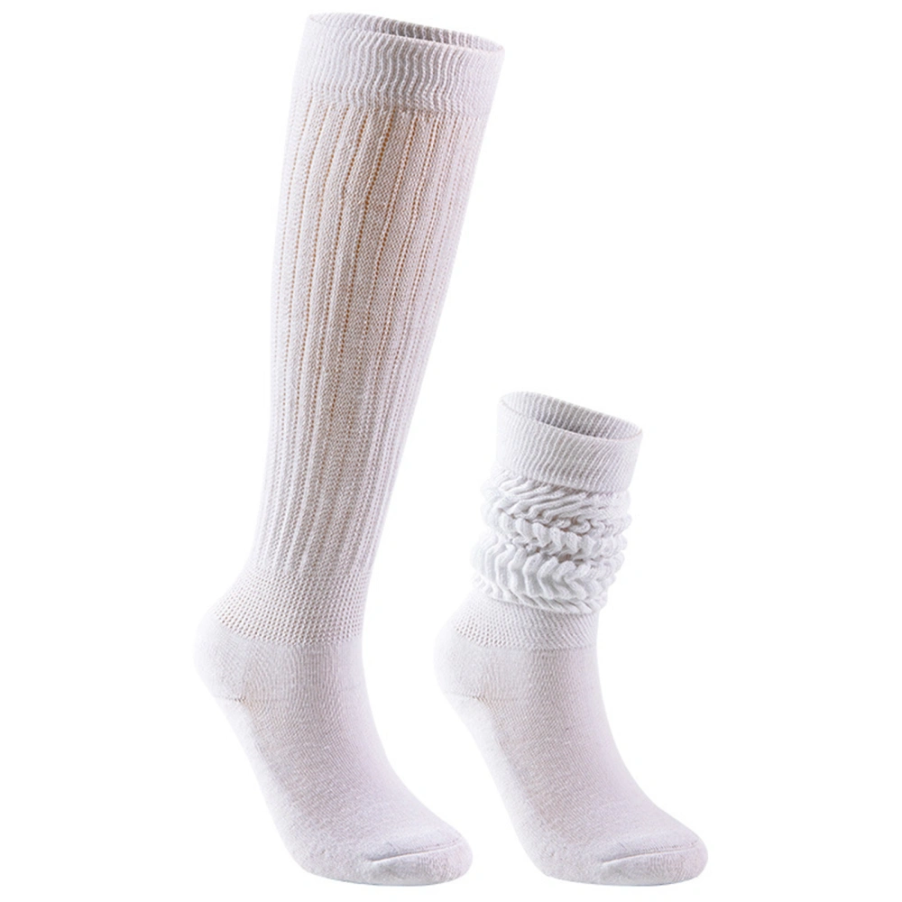 Women Men Socks Solid Color Knitting Middle Length Spring Warm Socks 