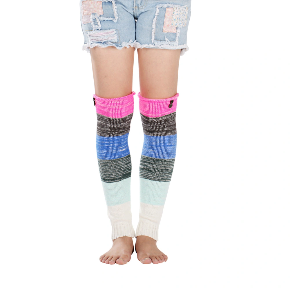 Women's Autumn Winter Leg Warmers, Stripe Knitted Over Knee Socks