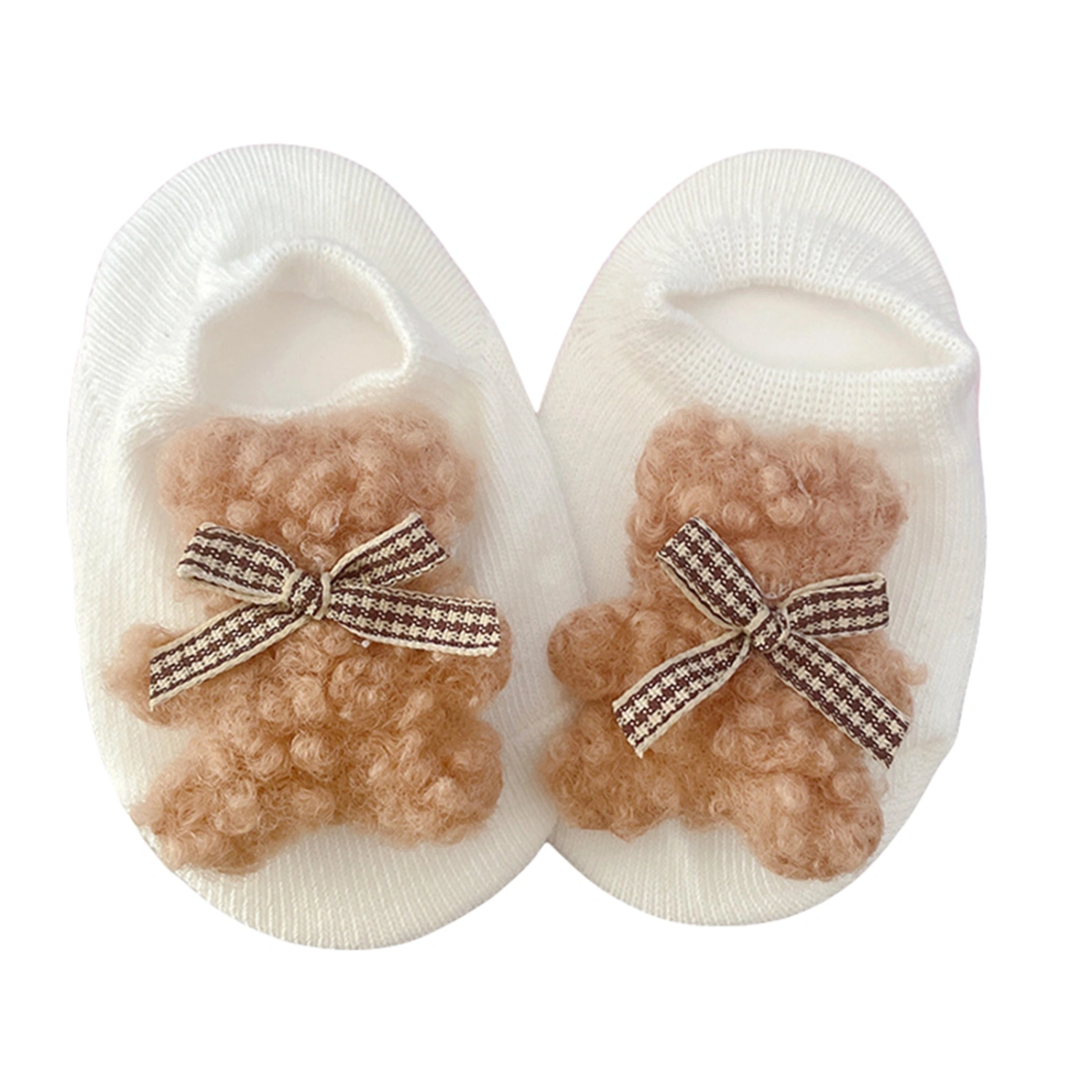 Toddler Infant Girls Socks Cute Plush Bear Decor Mid Tube Socks