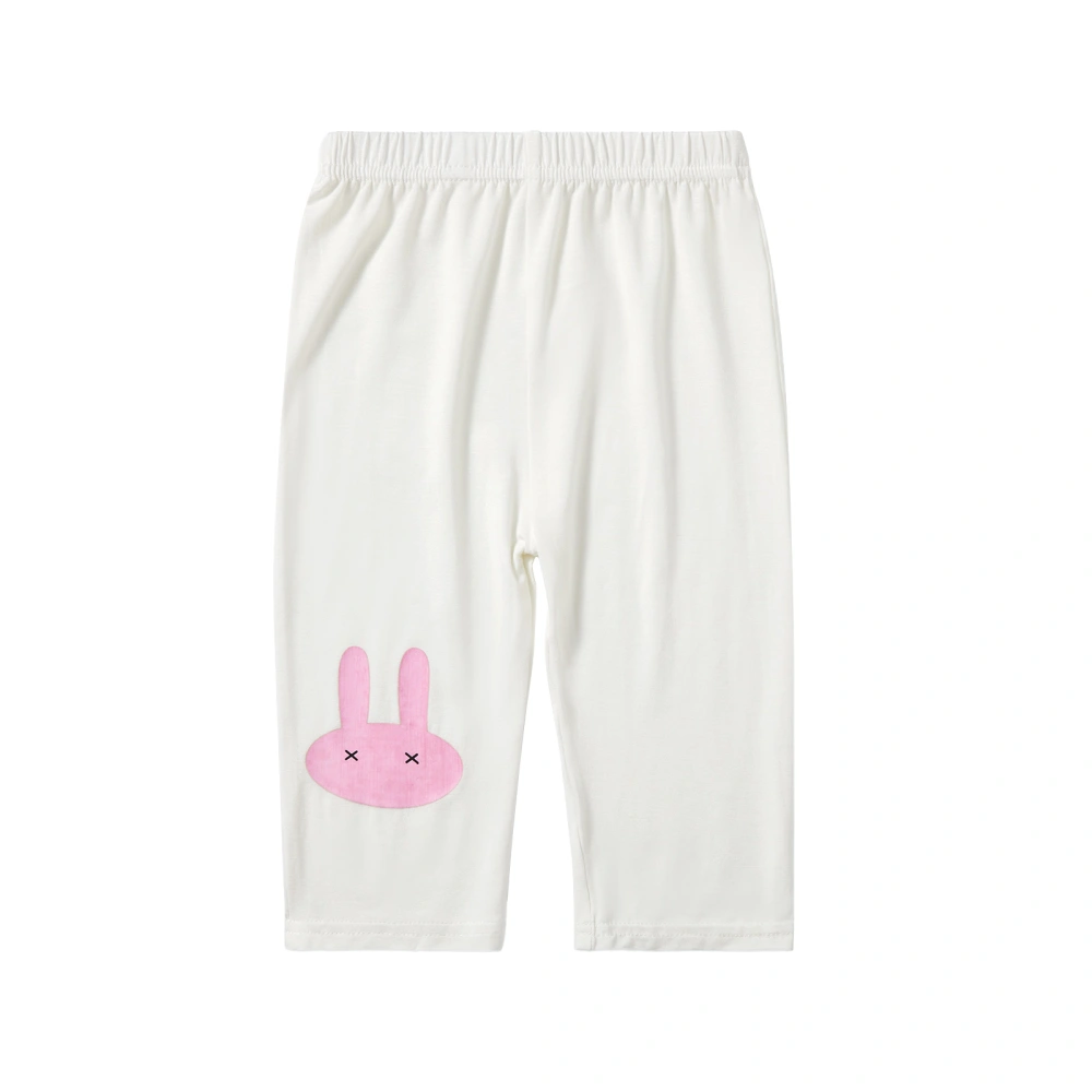 Toddler Girls Capri Leggings, Elastic Waist Bunny Print Cropped Pants