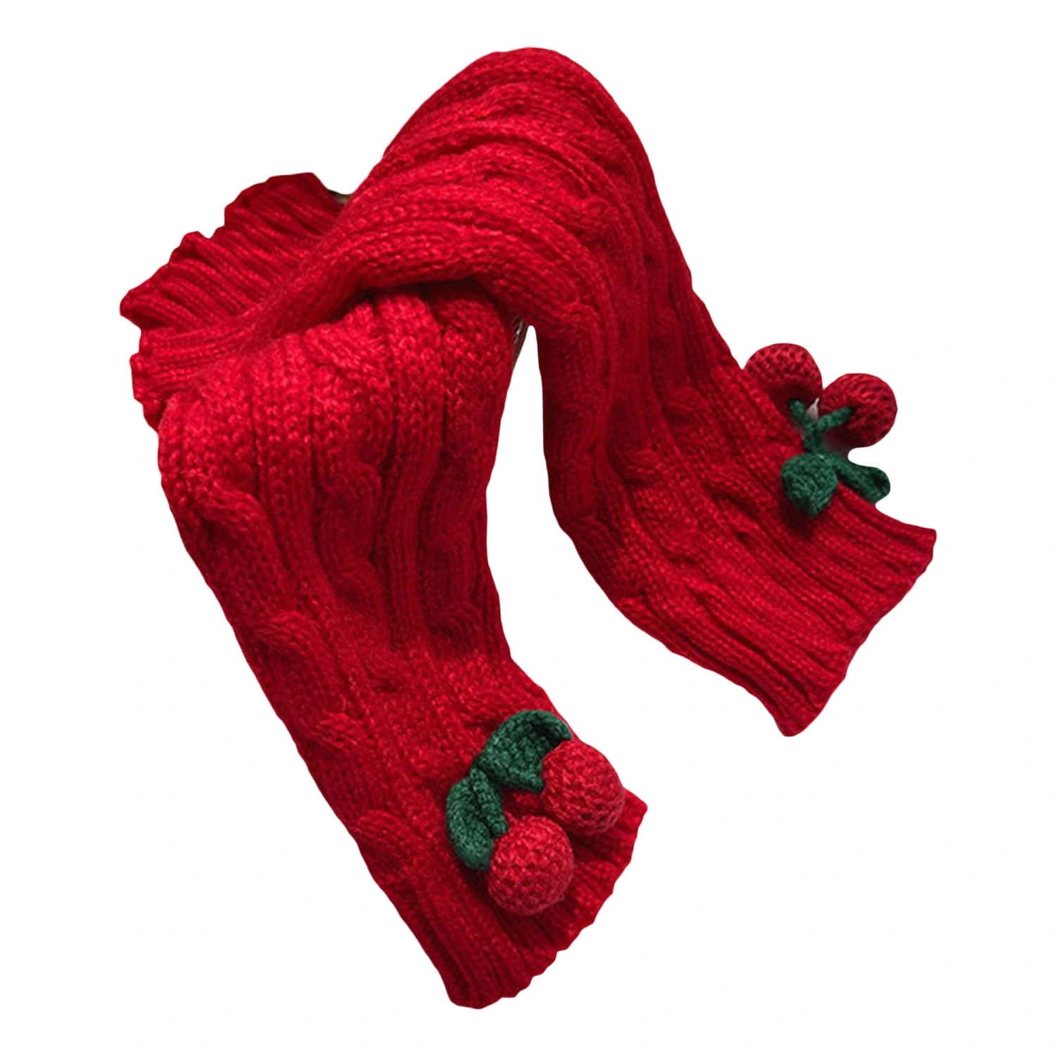 Kids Leg Warmers Children Knitted Cherry Leg Warmers for Girls