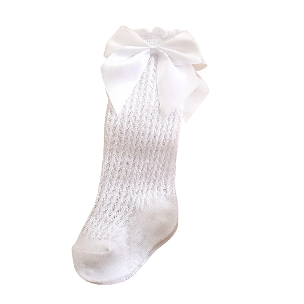 Toddler Baby Girls Socks Solid Color Cute Bowknot Mesh Socks