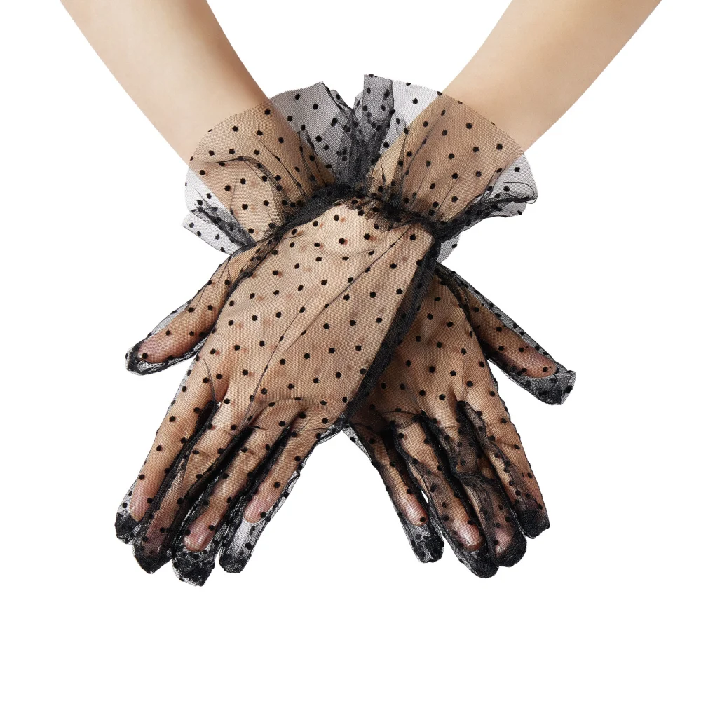 Floral Lace Gloves for Wedding Dinner Party Prom Evening Gloves 