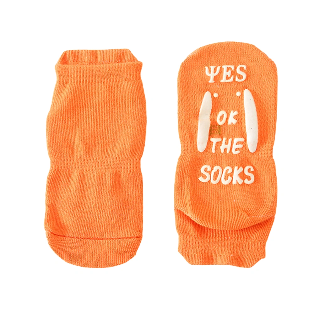 Toddler Floor Socks Letter Print Anti-slip Grip Walking Crew Socks 