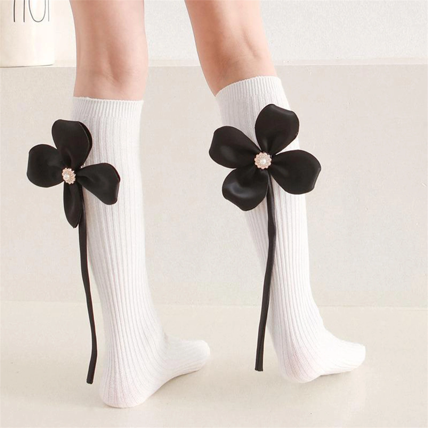 Kids Girl’s Knee-high Socks, Sweet Elegant Flower Lightweight Socks