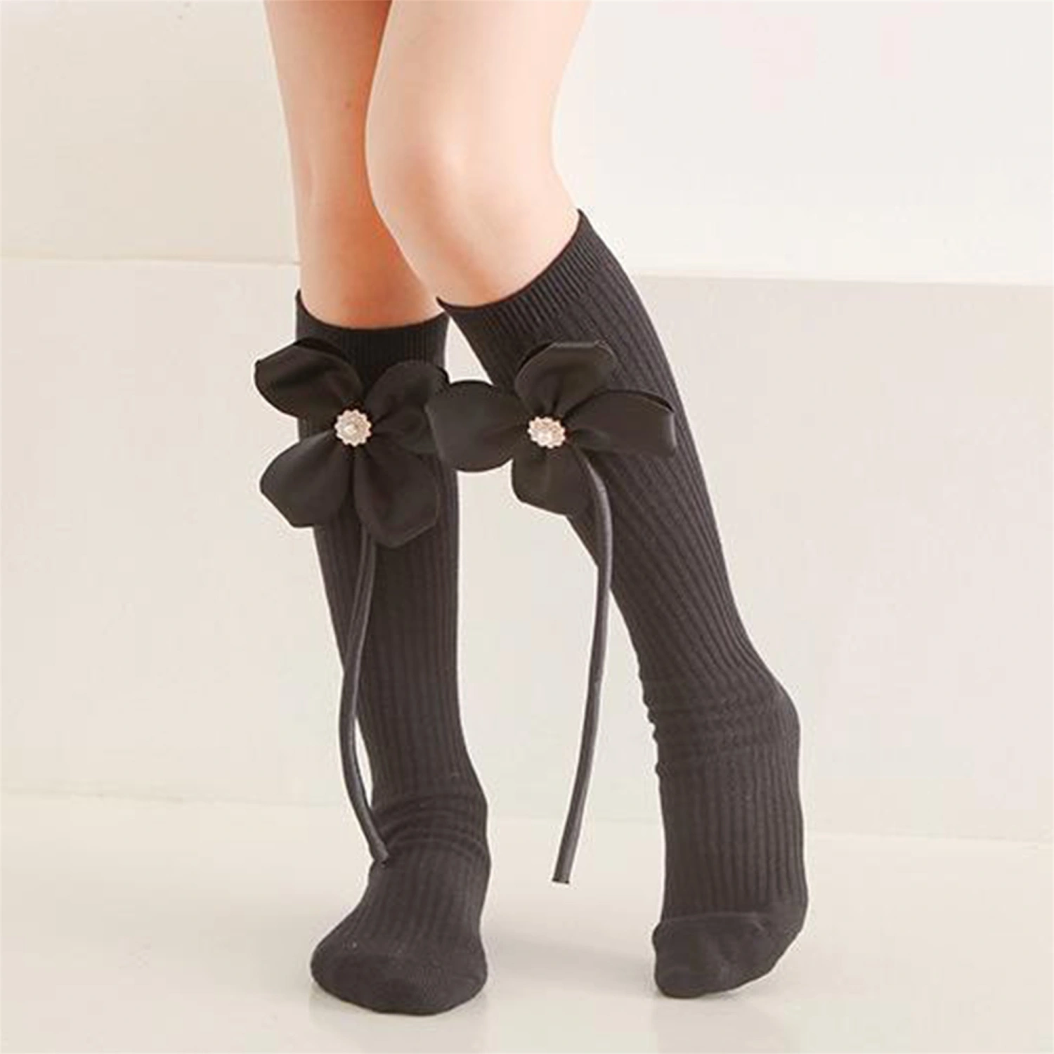 Kids Girl’s Knee-high Socks, Sweet Elegant Flower Lightweight Socks