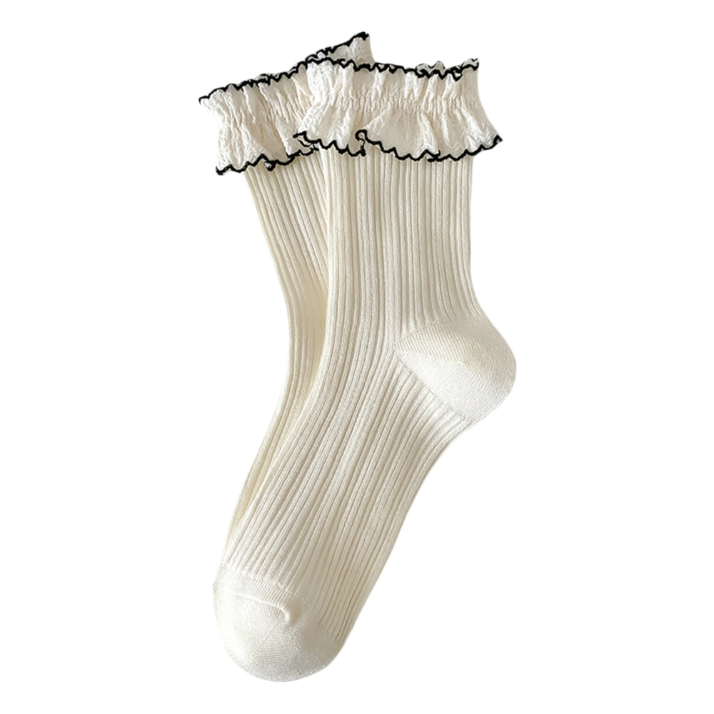 Women Long Socks, Sweet Frills/Flower/Stripes Spring Long Socks