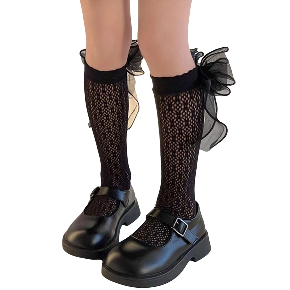 Kids Girl’s Mesh Socks, Sweet Sheer Bowknot Lightweight Long Socks