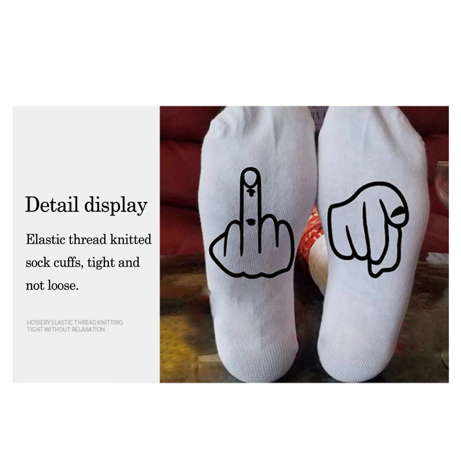 Women Men Long Socks Personality Finger Print Casual Funny Socks