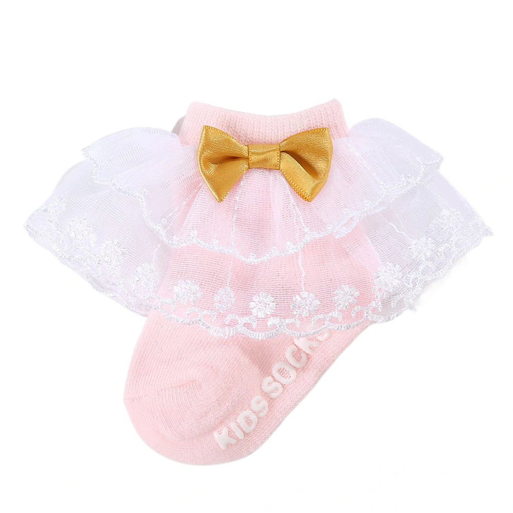 Baby Girls Socks, Cute Sweet Lace Patchwork Bow Socks Non-slip Socks