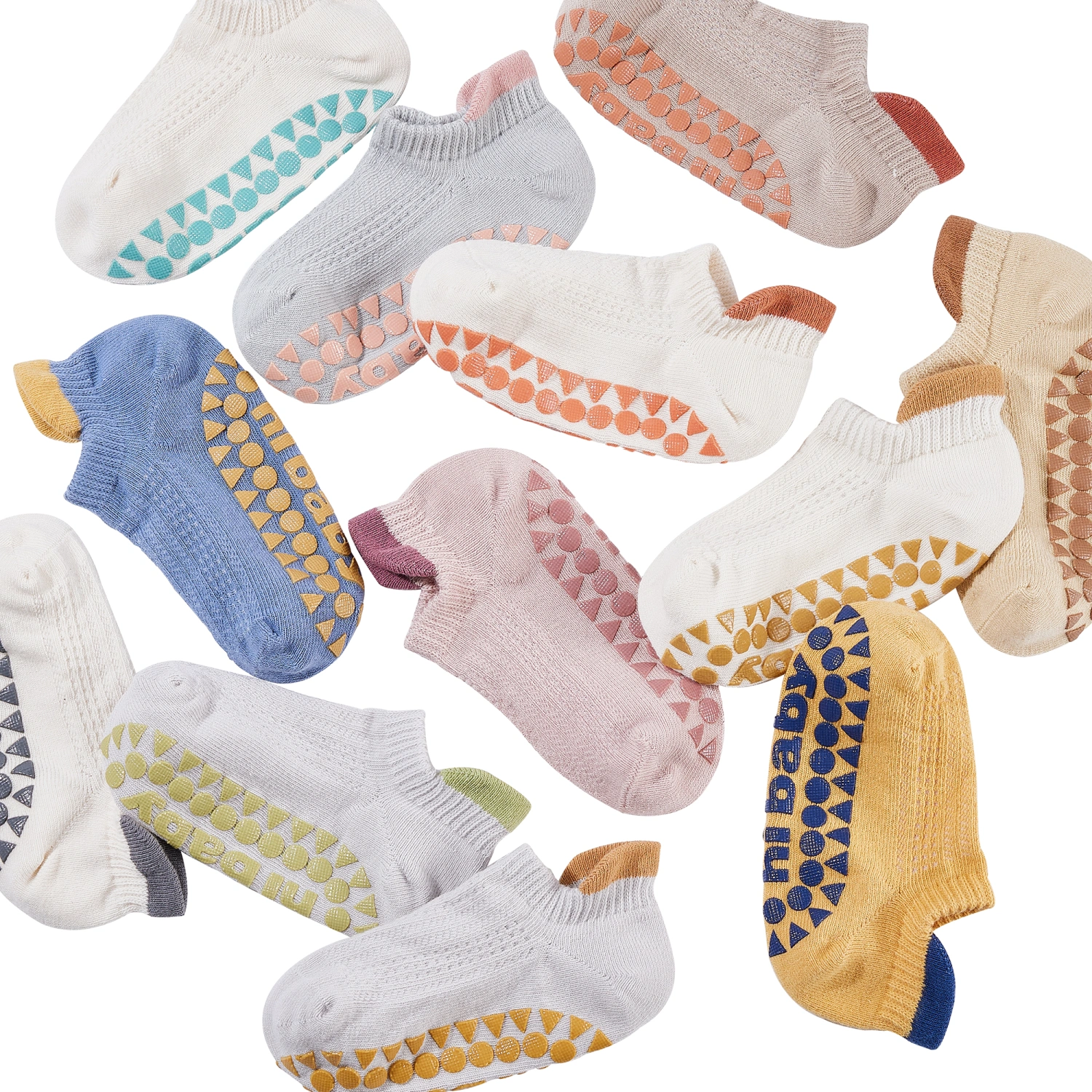 Infant Baby Short Socks, Contrast Color Eyelet Non-Slip Ankle Socks