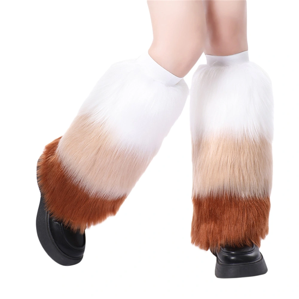 Women Plush Leg Warmers Stripes Aesthetic Knee High Socks Boot Cuffs 