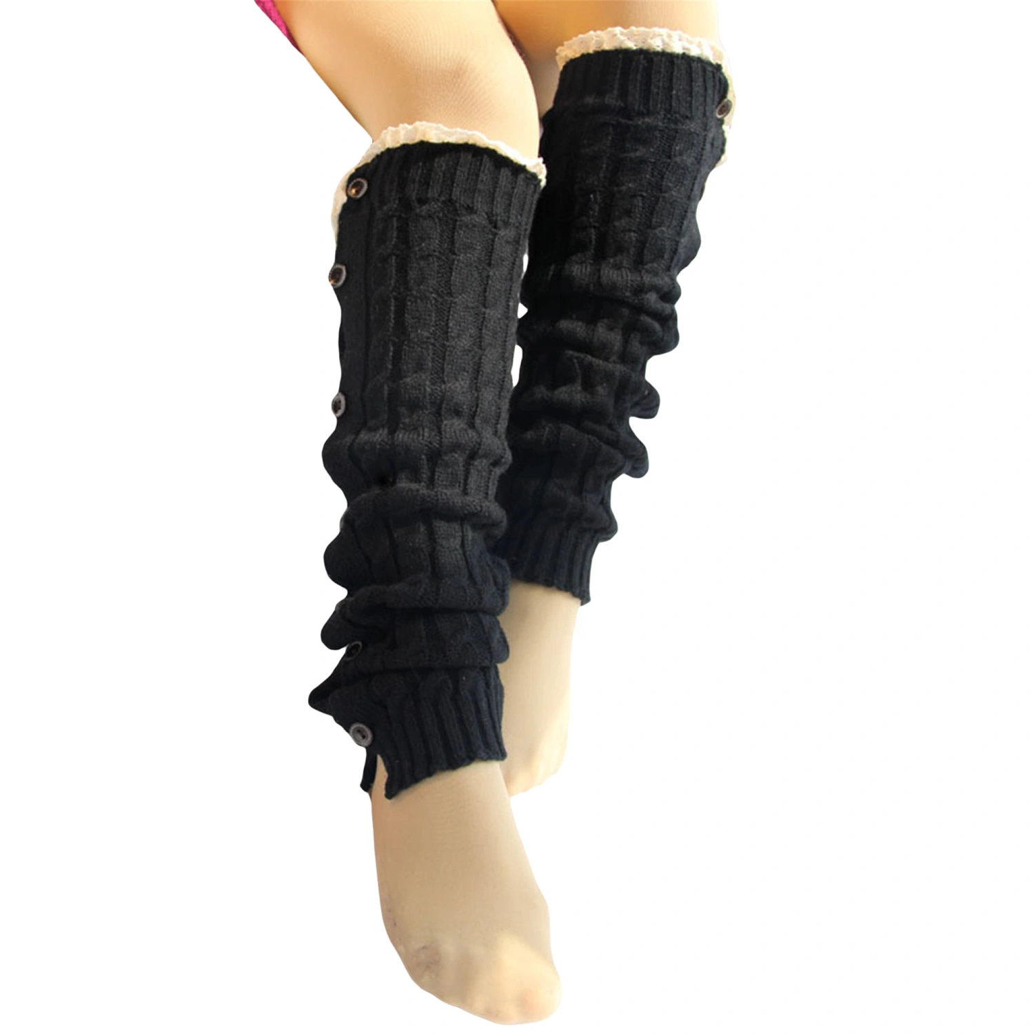 Women Cable Knitted Leg Warmers Casual Boots Shoes Cuffs Covers
