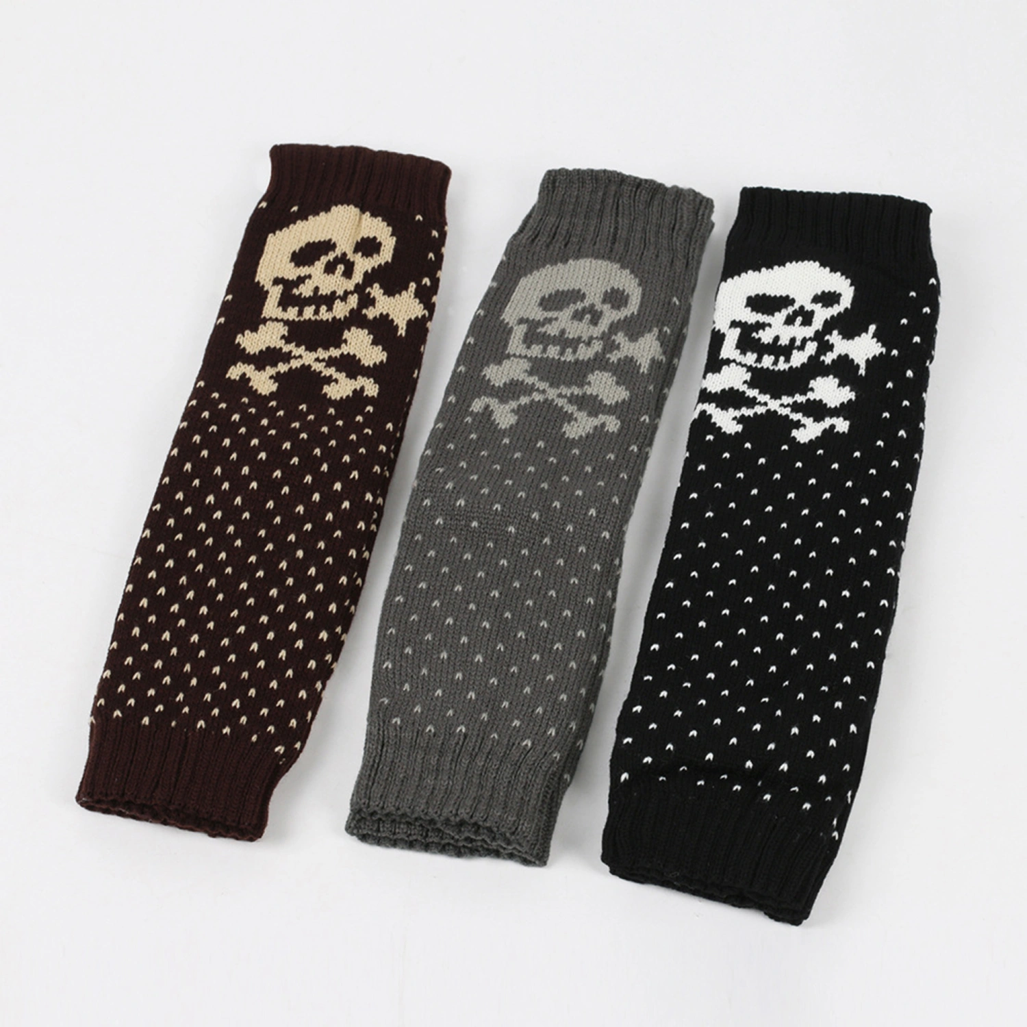 Women Knitted Leg Warmers Halloween Skull Print Shoes Cuffs Covers