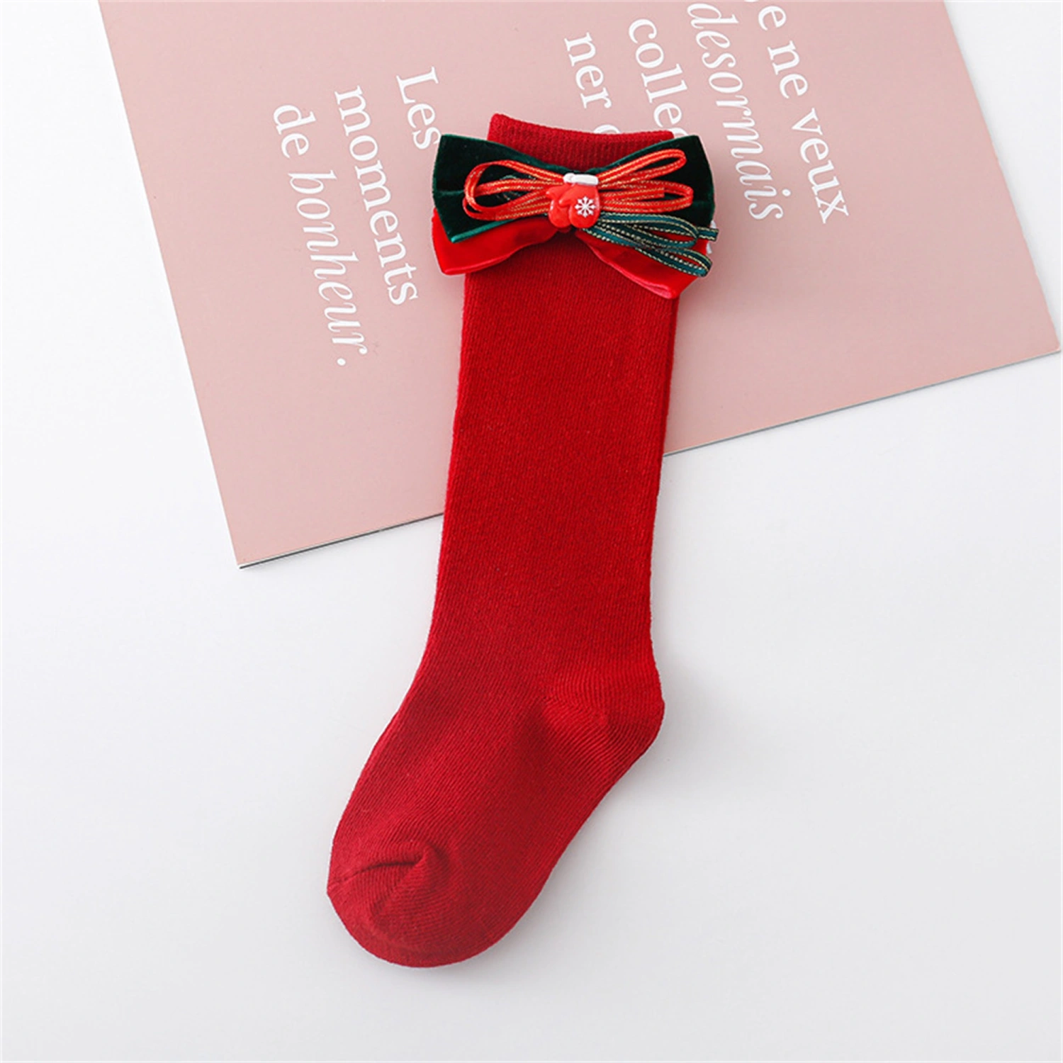 Baby Girls Christmas Socks Bow Princess Socks Tube Socks for Infant