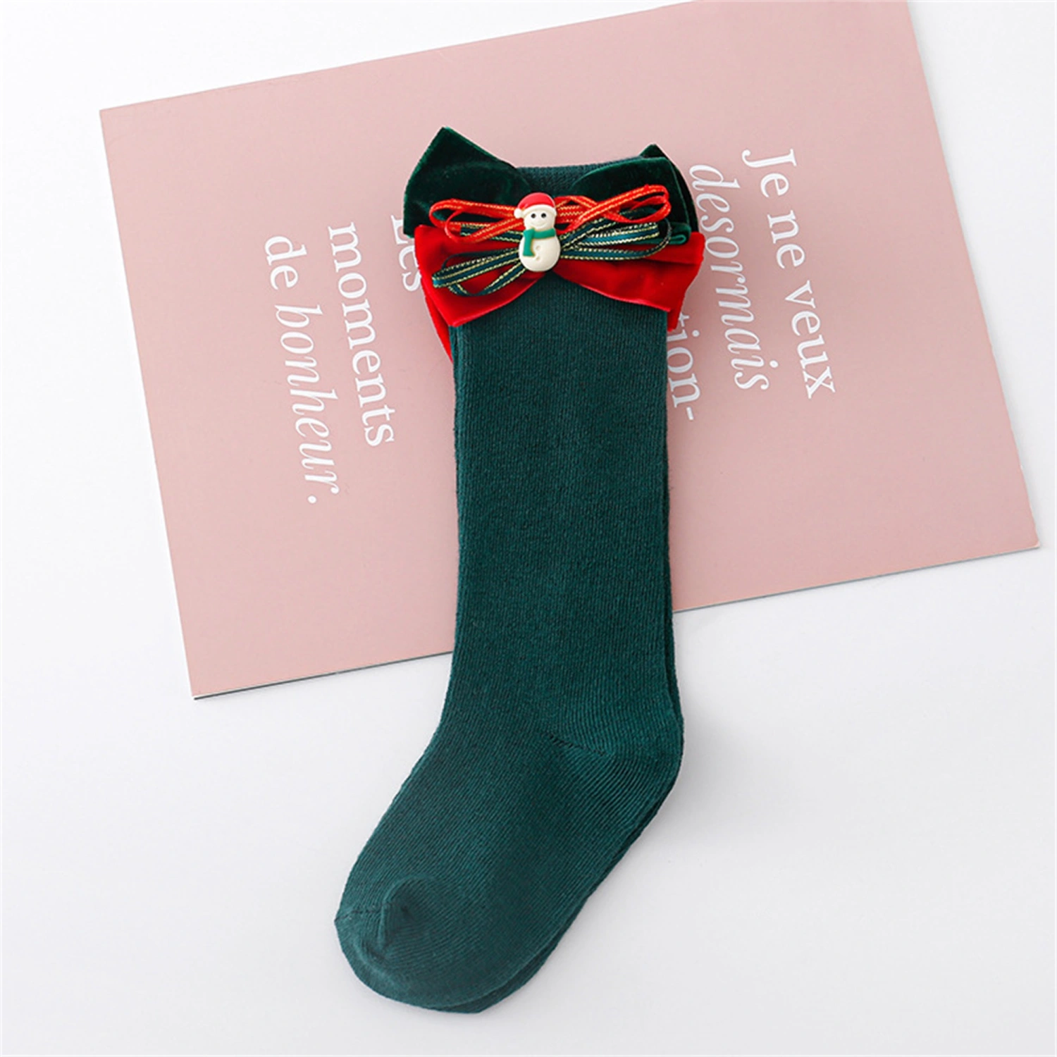 Baby Girls Christmas Socks Bow Princess Socks Tube Socks for Infant