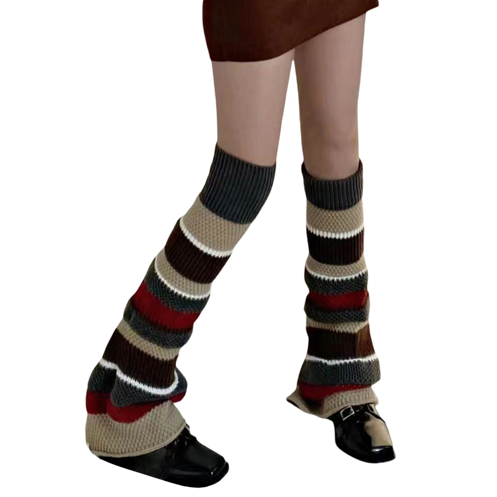 Women's Knee High Socks Flared Striped Leg Warmers Knit Leg Sleeves