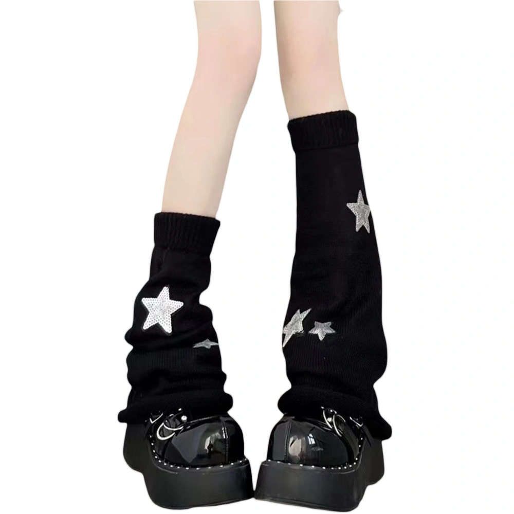 Women's Stars Print Flared Leg Warmers Knit Leg Sleeves for Travel