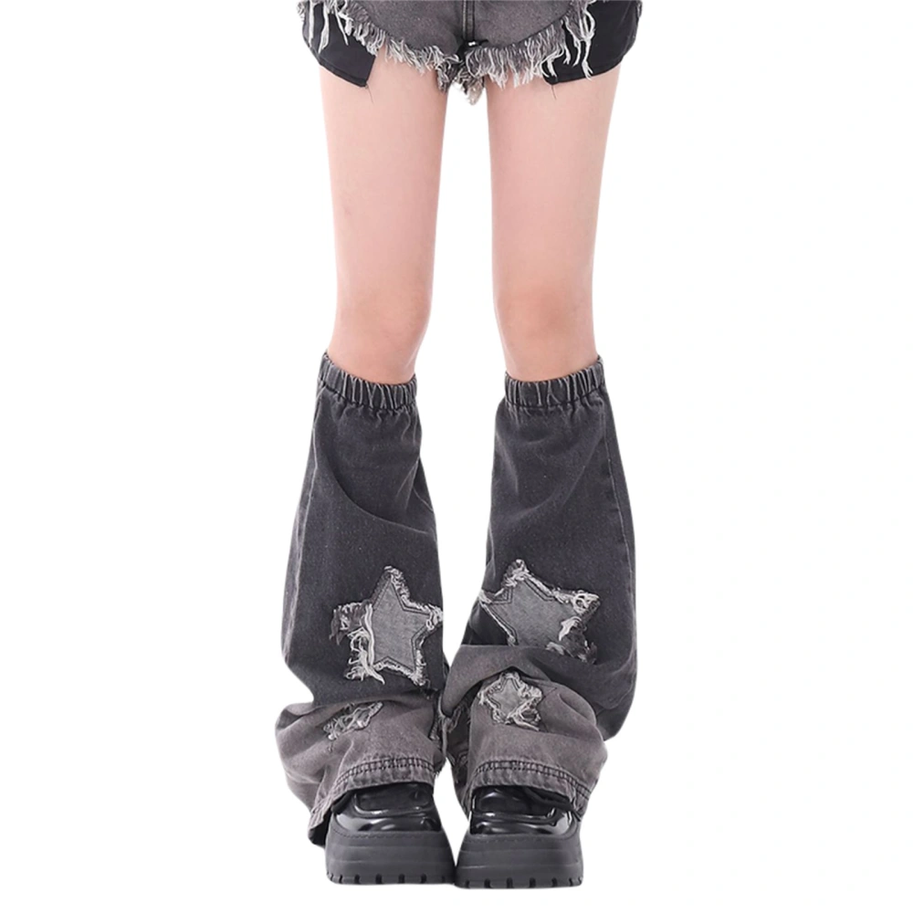 Women's Gothic Leg Warmers Gradient Color Star Patch Retro Calf Socks