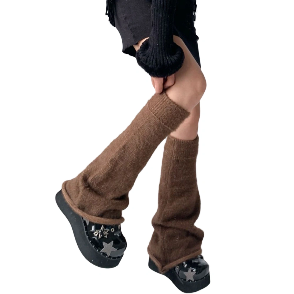 Women Mink Fleece Leg Warmers Solid Color Harajuku Style Boots Covers