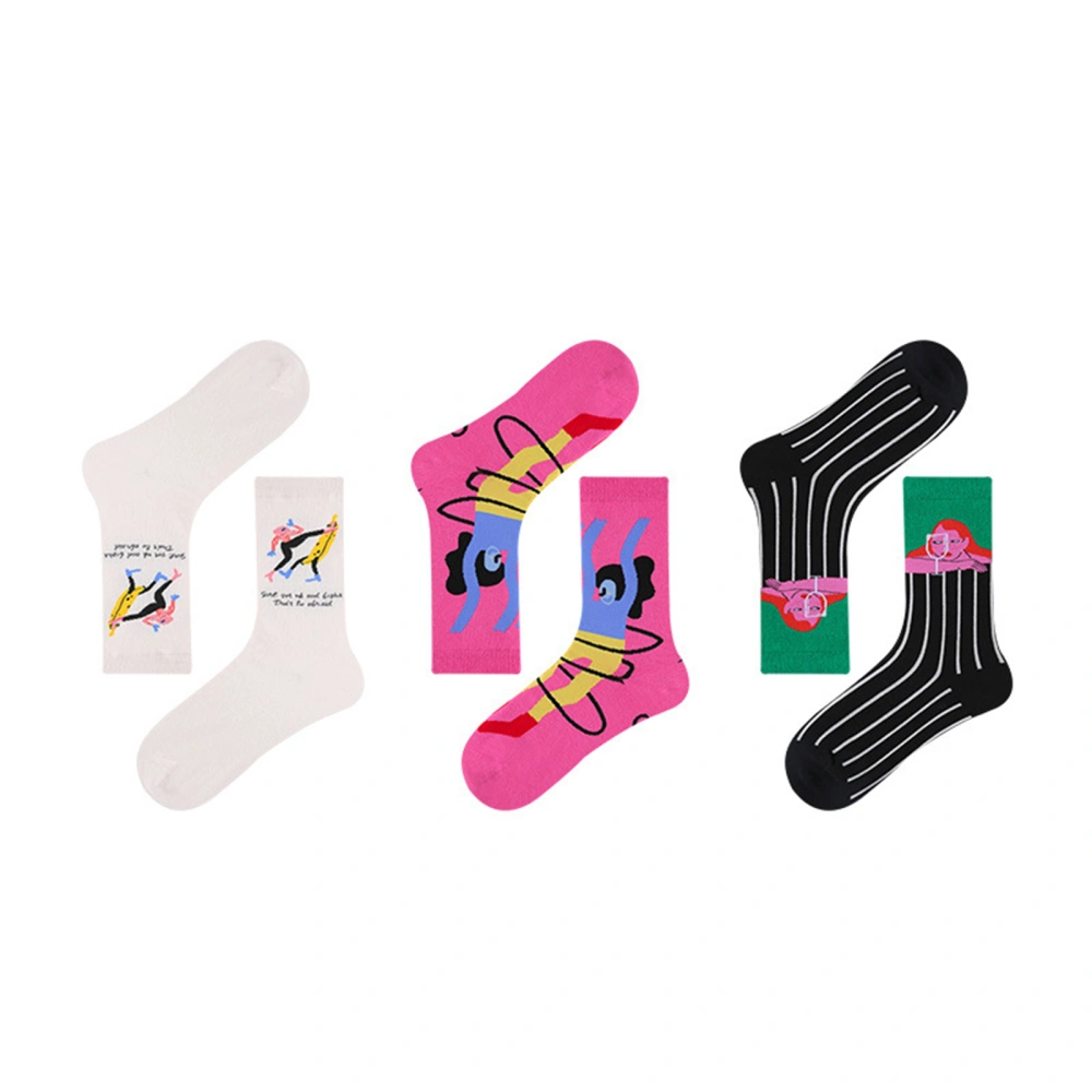 Novelty Funny Colorful Cartoon Pattern Print Crew Socks for Women Men