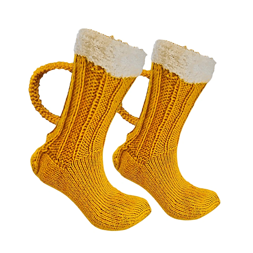 3D Beer Mug Socks, Funny Knit Socks Non-slip Warm Floor Socks