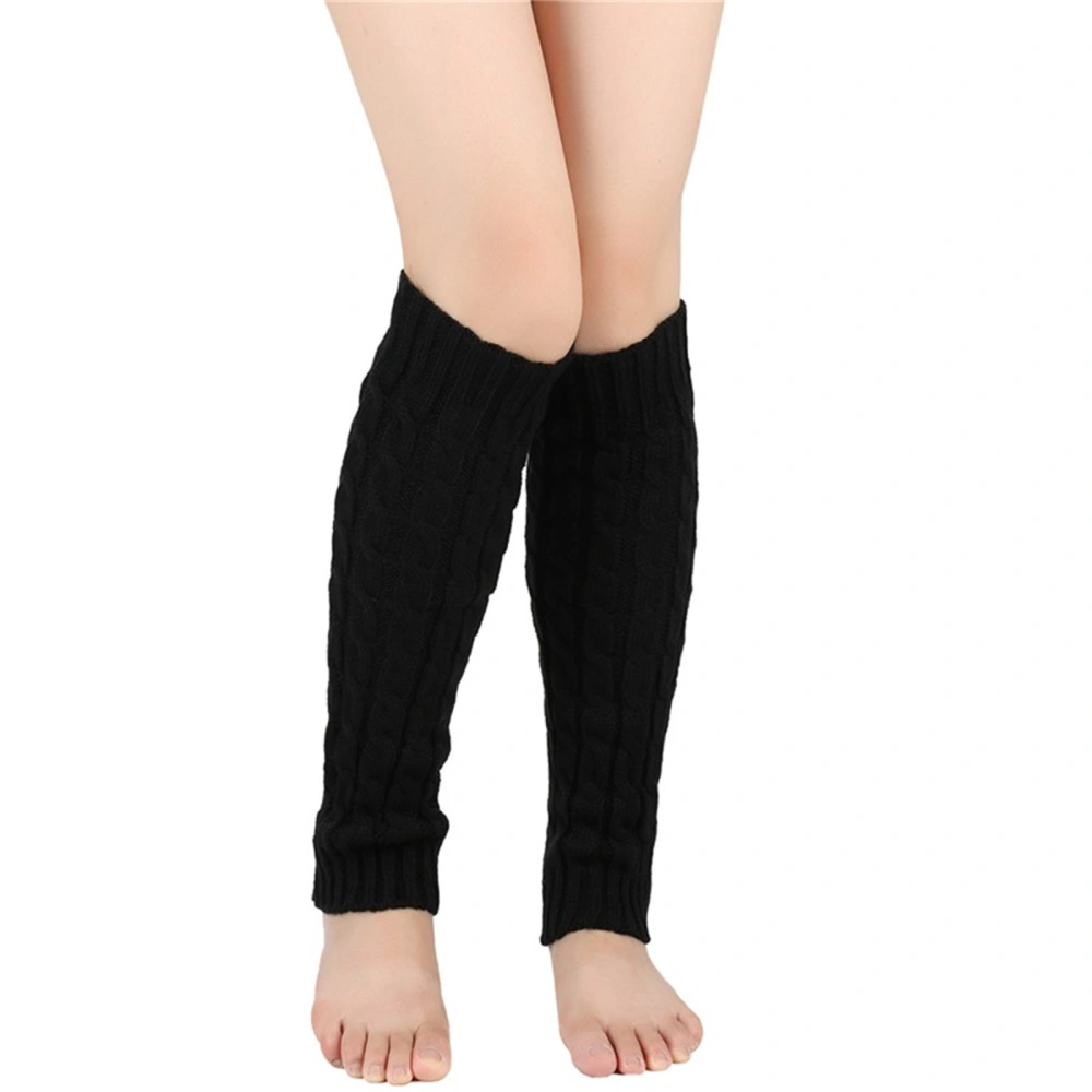 Women Winter Leg Warmers Solid Color Knit Cable Knee High Socks 