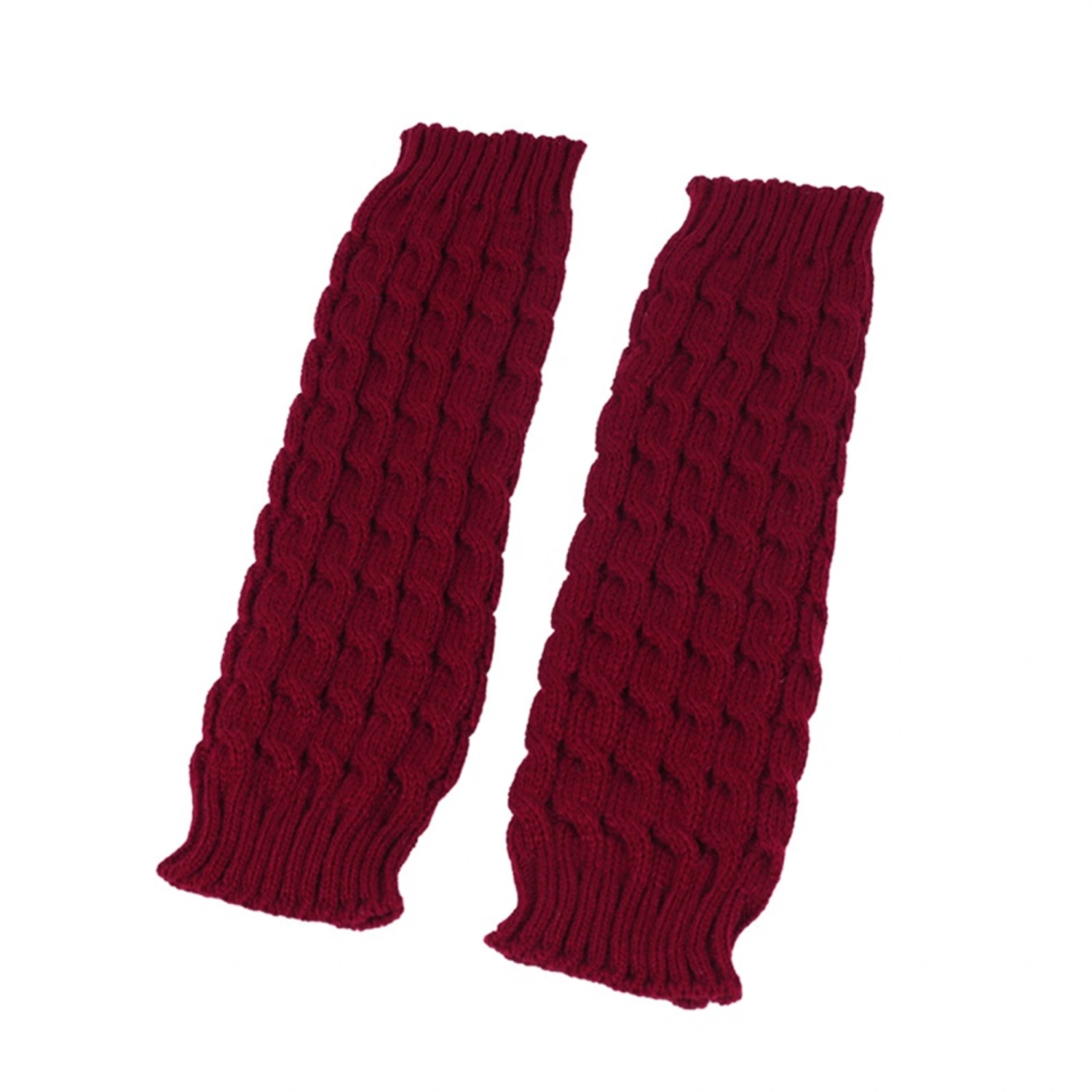 Women Winter Leg Warmers Solid Color Knit Cable Knee High Socks 