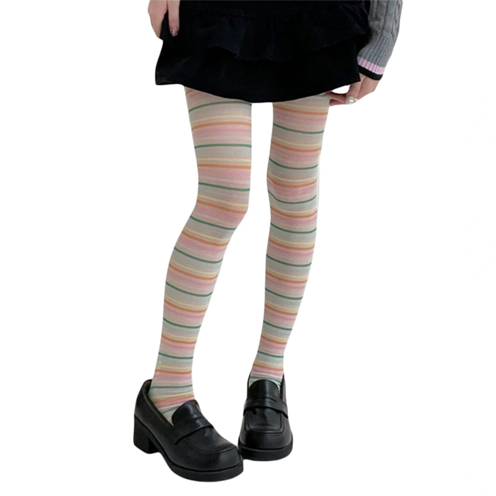 Women Striped Tights, Colorful Elastic Stockings Pantyhose Slim Tights