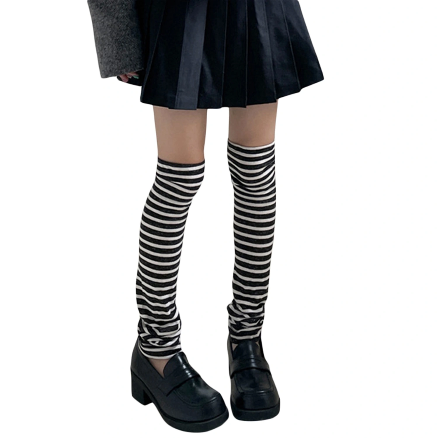 Women's Stripe Print Leg Warmers, Breathable Cozy Over Knee Socks