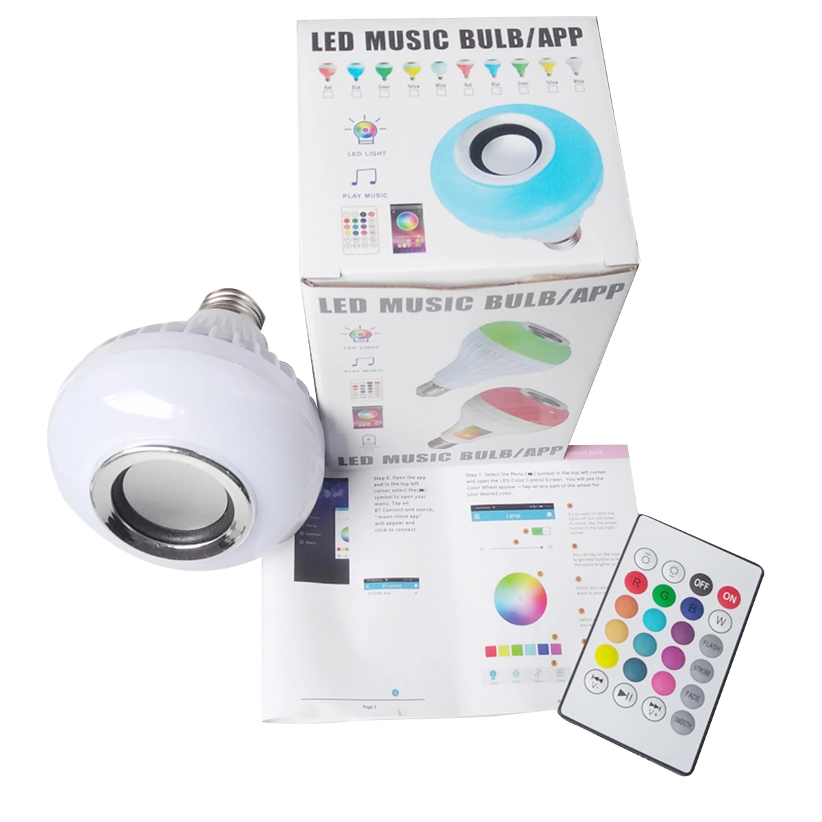 Bluetooth Music Light Bulb with Remote Control for Party Home