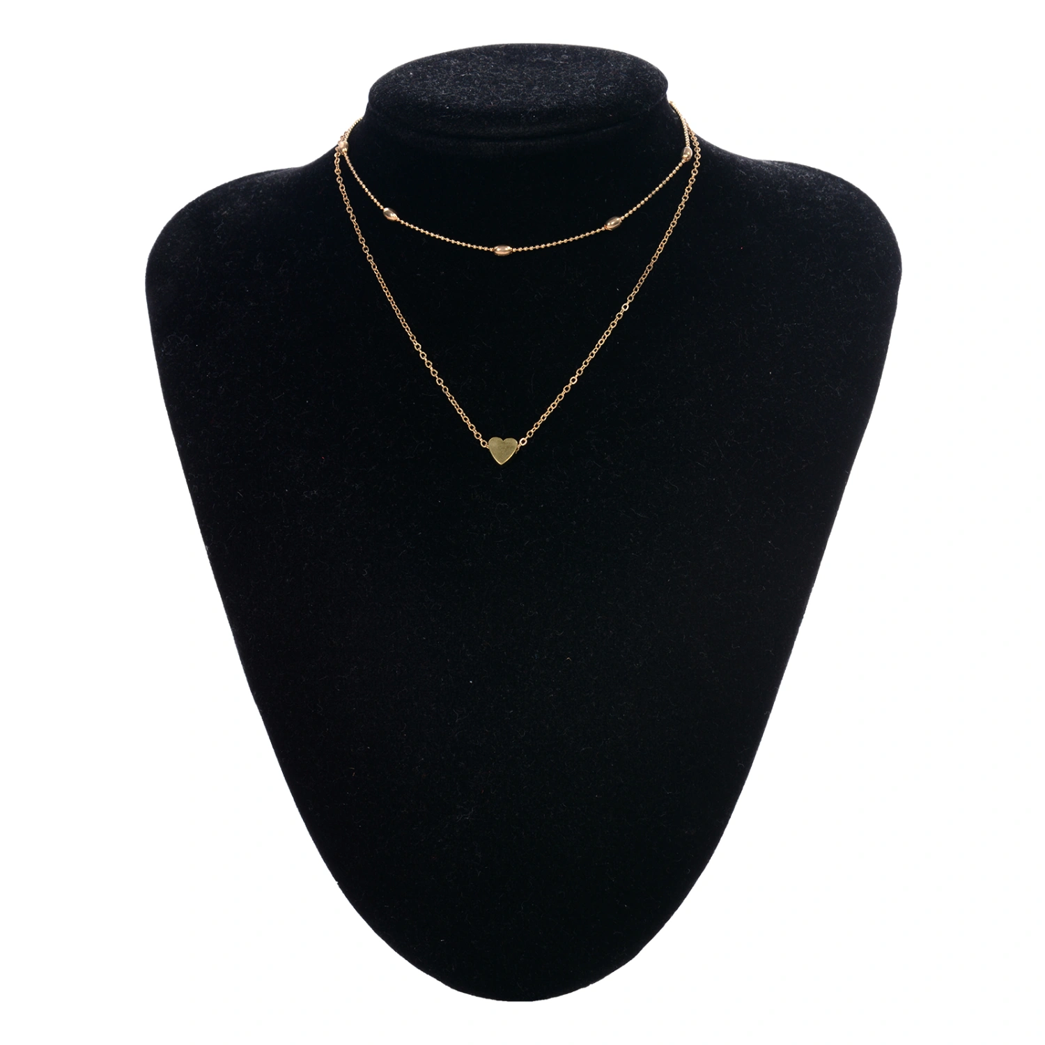 Women Alloy Heart Pendant Necklace Single/Double Layer Clavicle Torque Jewelry