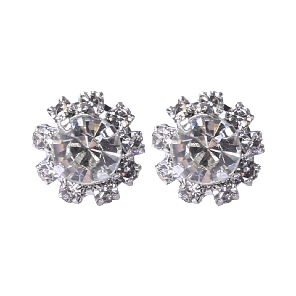 Women/Girl's Shiny Rhinestone Flower Earrings with Jewelry Box