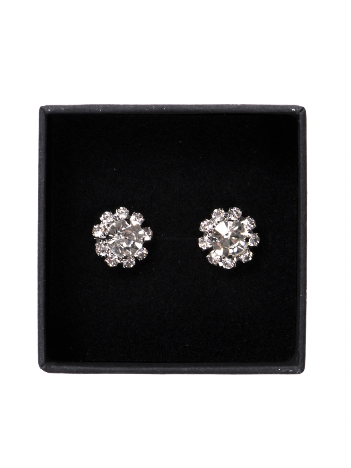 Women/Girl's Shiny Rhinestone Flower Earrings with Jewelry Box
