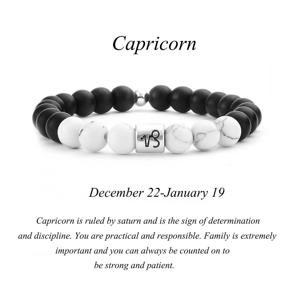 Constellation Bracelet, Matte Black White Turquoise Bead Bracelet