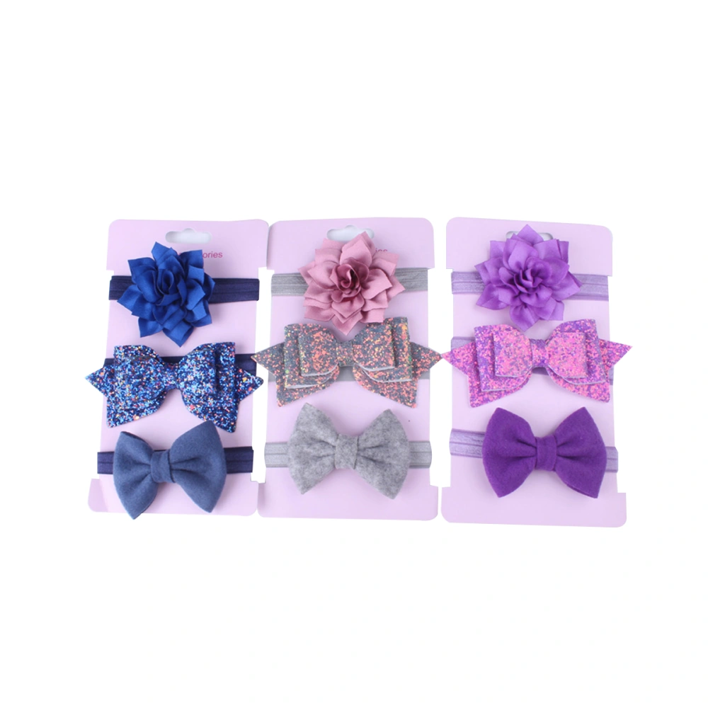 Toddler Baby Girls Headband, Flower/Bows Solid Color/Shiny Hair Accessories