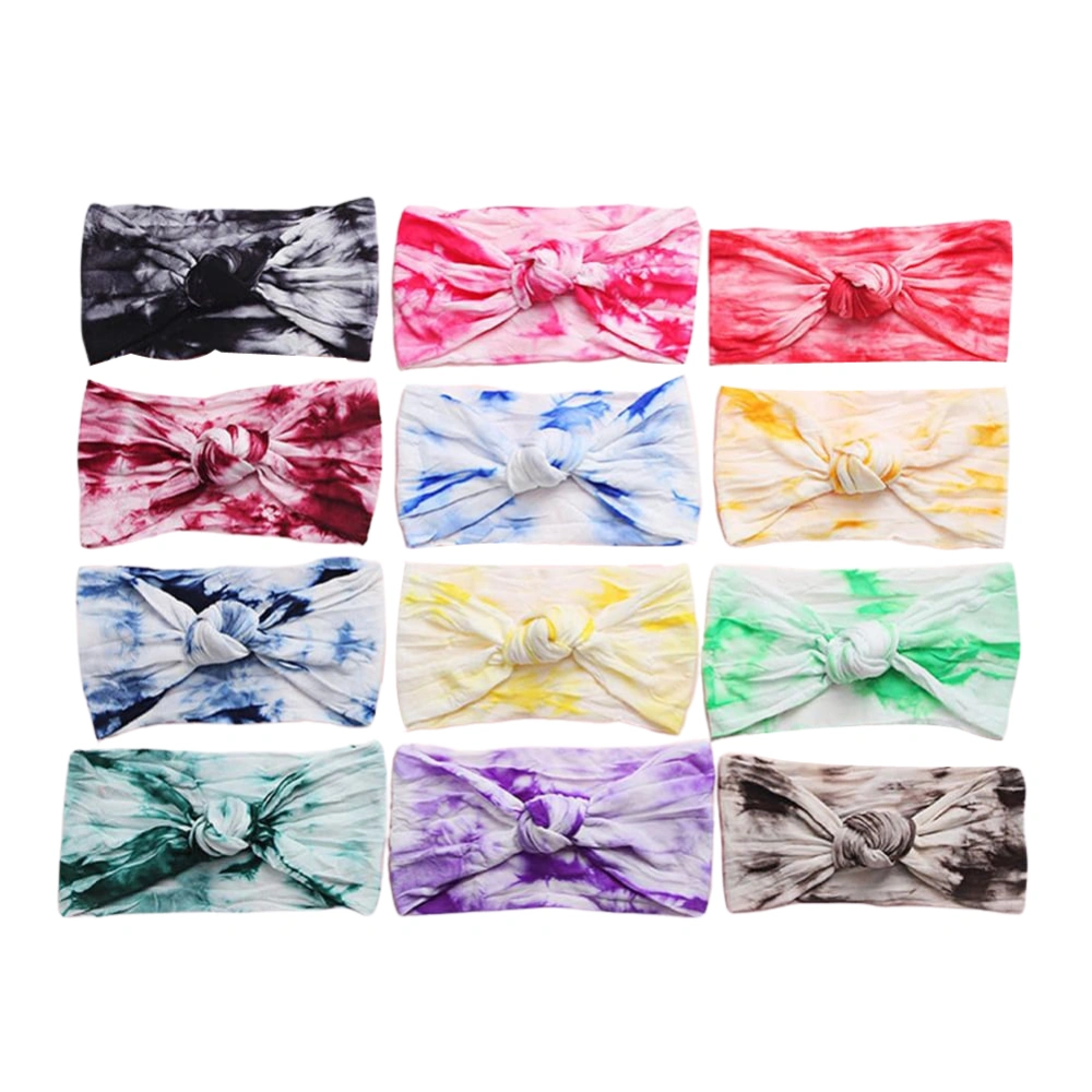 Baby Girl Tie-dye Headbands Bows Elastic Hairbands Soft Hair Accessory