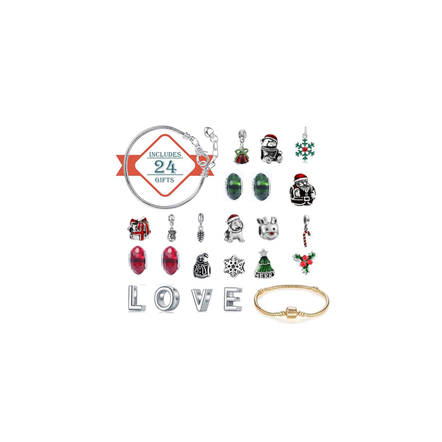 Christmas 24 Days Countdown Calendar 24 Pieces Jewelry Gift Box
