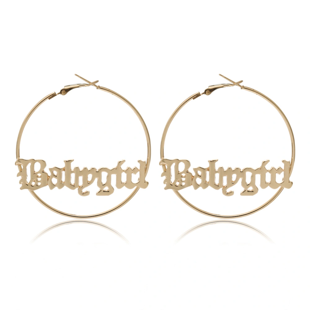 Ladies Earrings Exquisite Large Round Letter Design Creative Unique Earrings