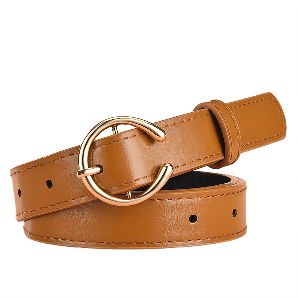 Women Leather Belt, Skinny Belt with C Shape Alloy Buckle for Jeans