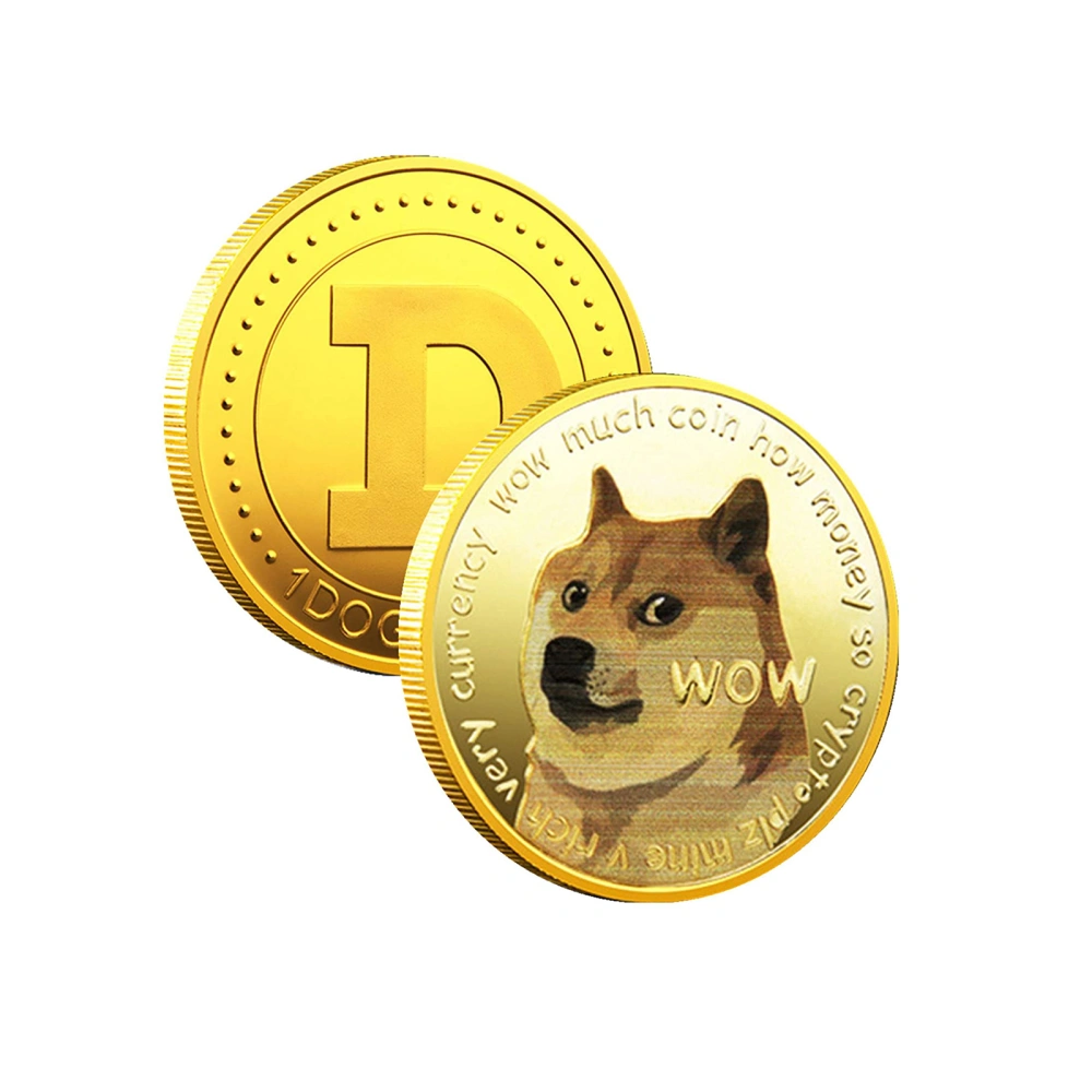 Silver/ Gold Dogecoin, Letters and Dog Pattern Collectible Coin