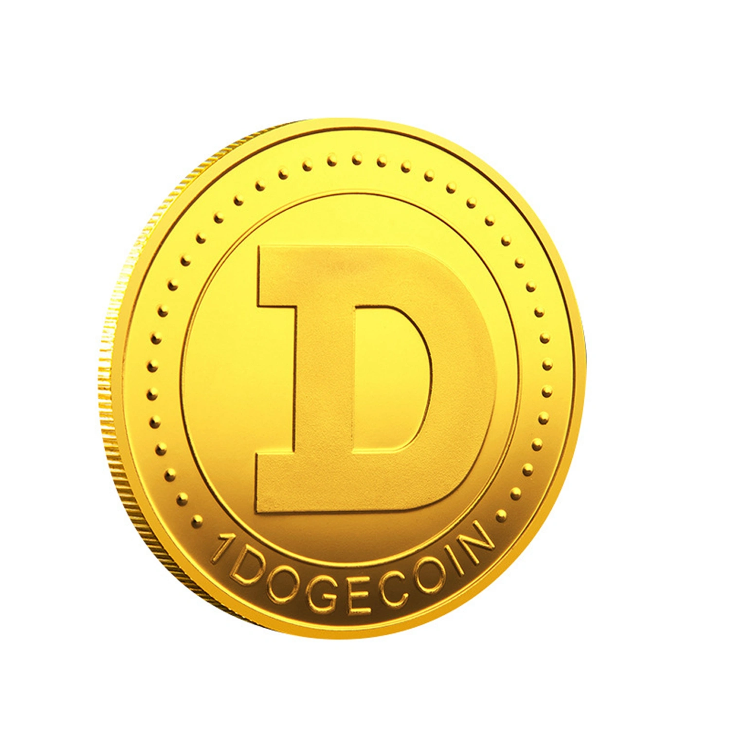 Silver/ Gold Dogecoin, Letters and Dog Pattern Collectible Coin