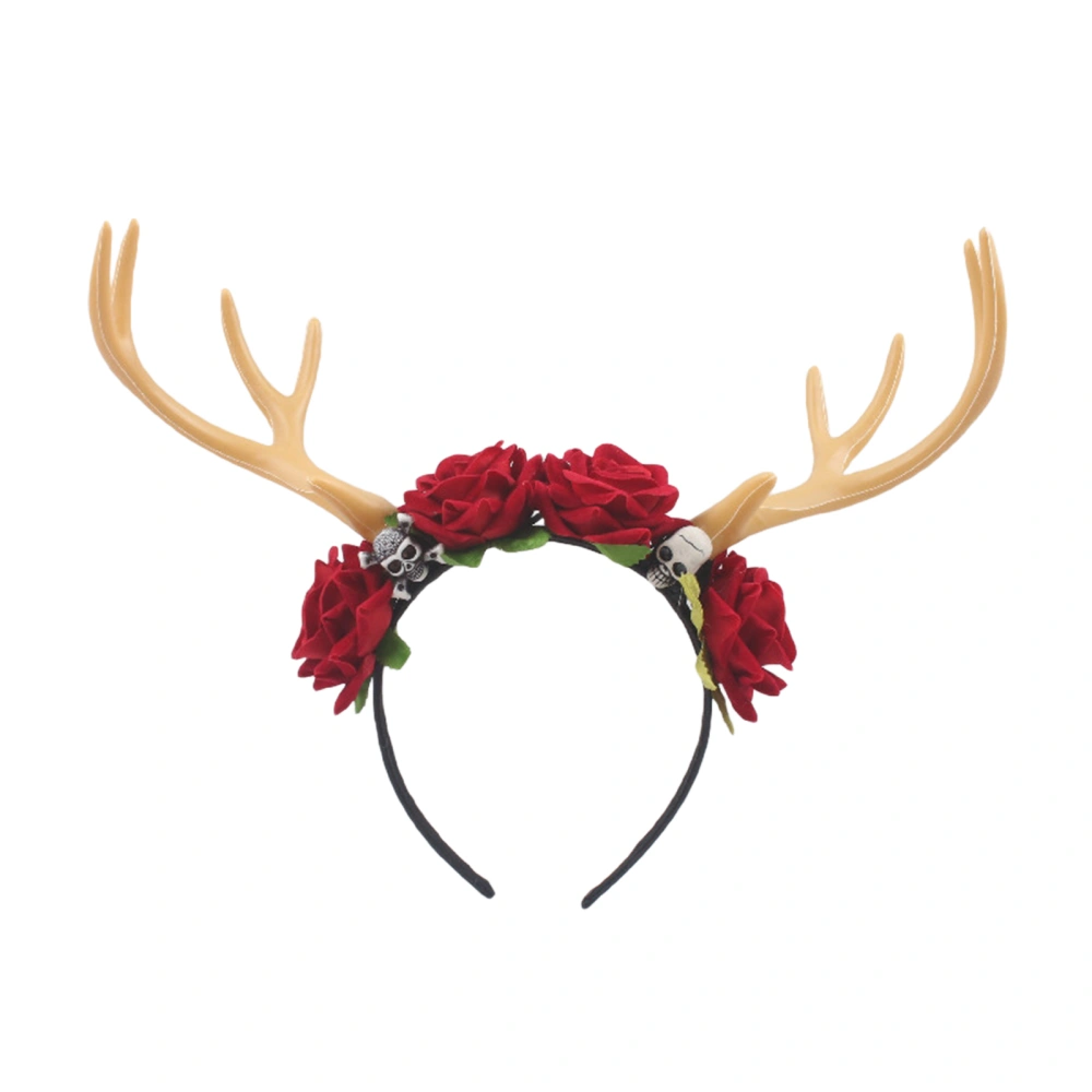 Female Hair Hoop, Flowers Antler Hair Clasp Headwrap Headwear