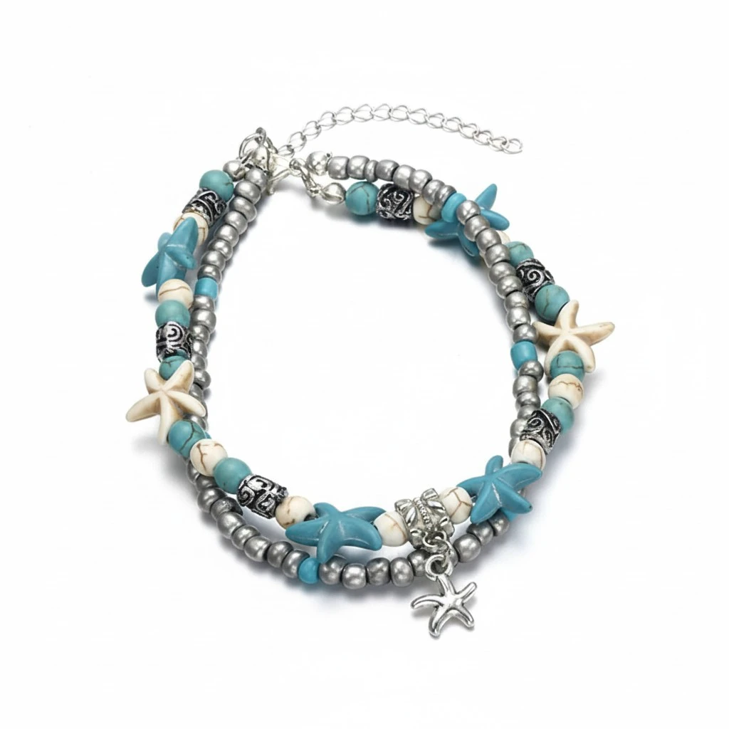 Women Adjustable Anklet, Foot Accessories with Decorative Pendant